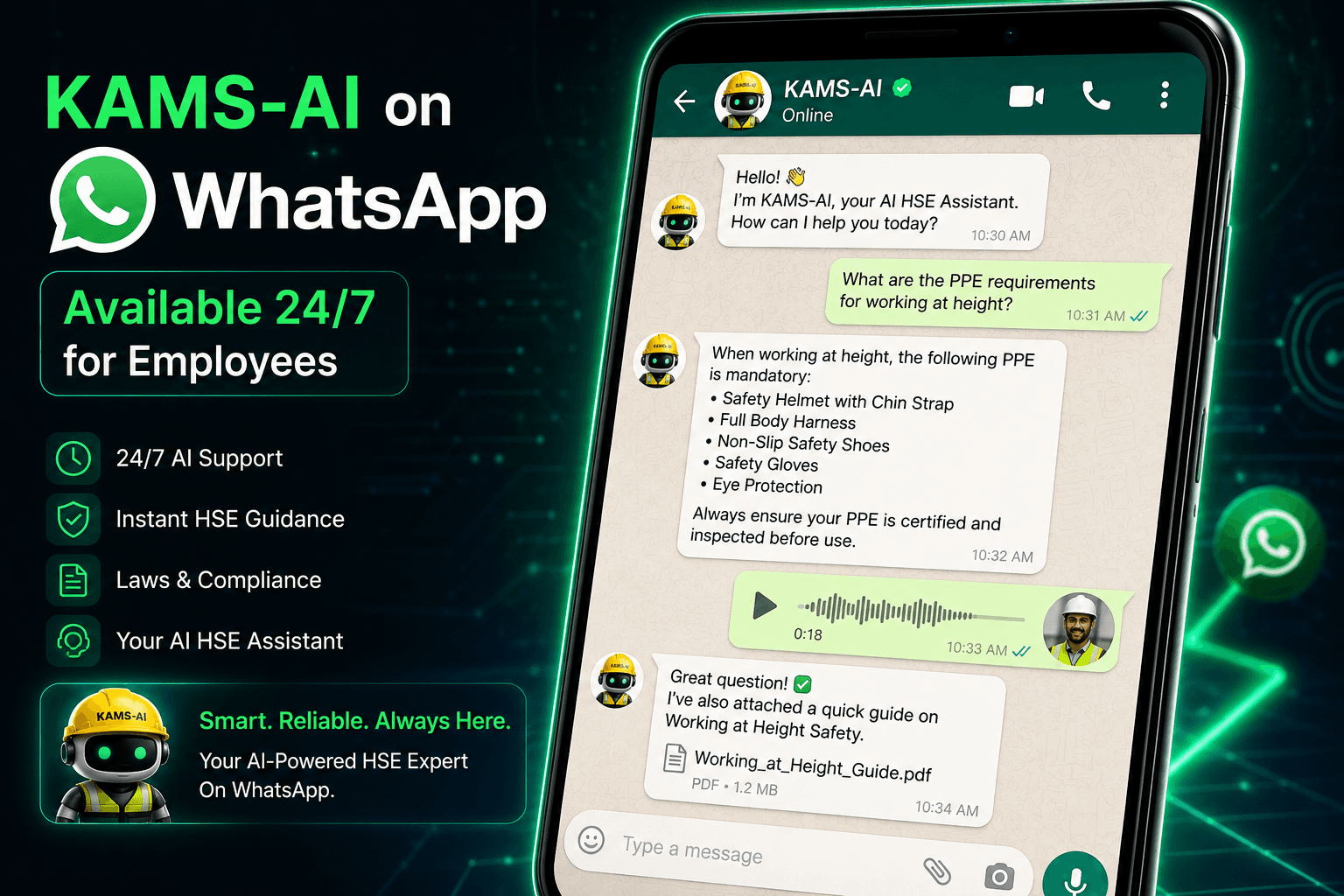 WhatsApp integration — AI-powered field reporting and customer messaging